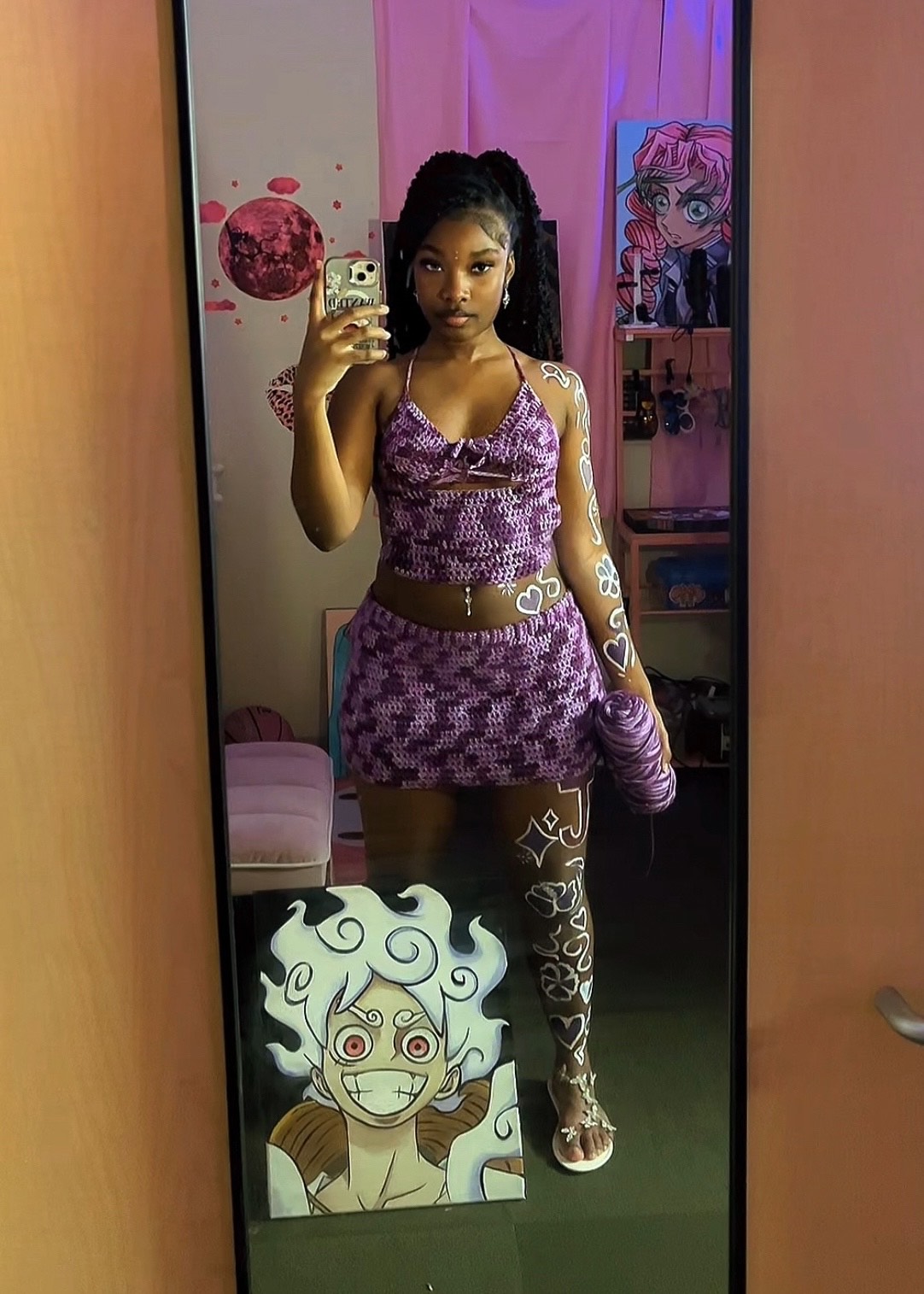 Cute V-Neck top with Tie & Skirt